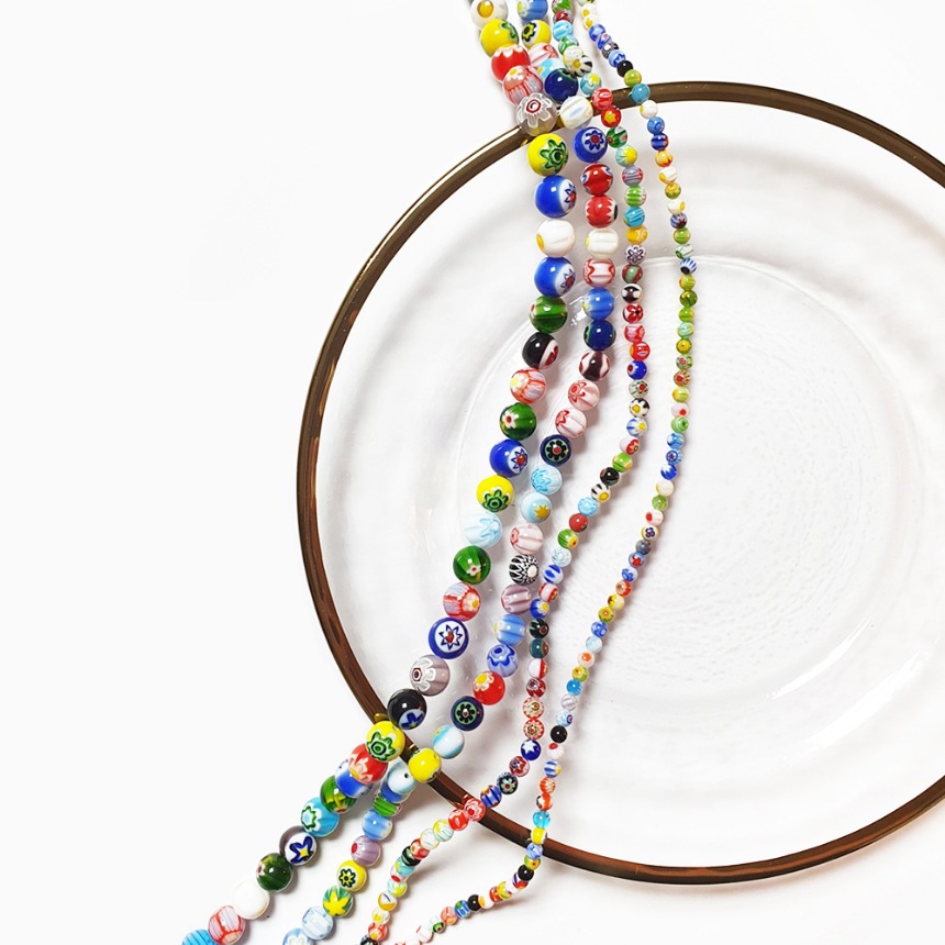 [4size/1줄] 베네치아 글라스 비즈 공예 재료 팔찌 목걸이 반지 악세사리 부자재 